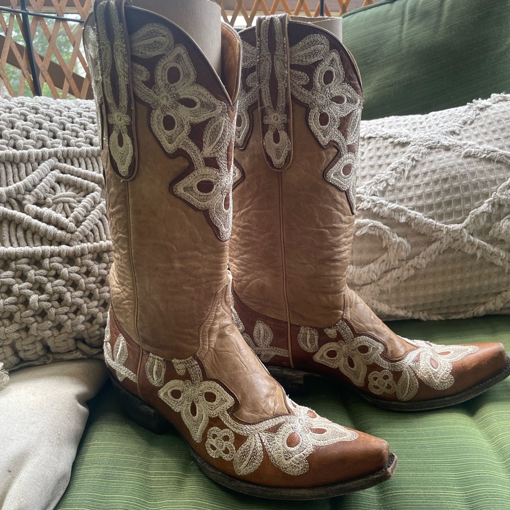 *RARE* Old Gringo Western Marrione L836-7 Cowboy Boots in Oryx/Bone, Sz 8 1/2 B